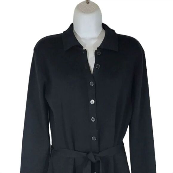Vintage 90's Y2K Esprit de Corp Wool Button Down Belted Knit Dress Size Medium - Picture 4 of 8